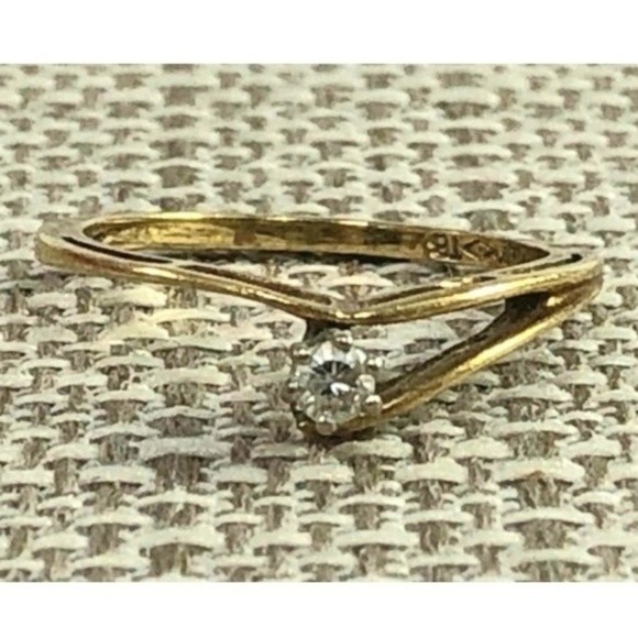 14.18K Yellow Gold Genuine Diamond Solitaire Engagement Wedding Ring Vintage - Picture 2 of 13